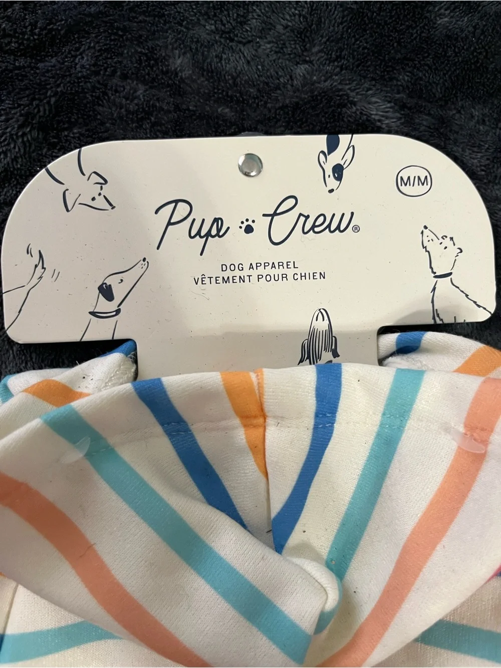 Pup Crew Rainbow striped dog hoodie